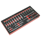 Socket Set with Tool Tray 1/4"Sq Drive 44pc TBT40