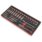 Socket Set with Tool Tray 1/4"Sq Drive 44pc TBT40