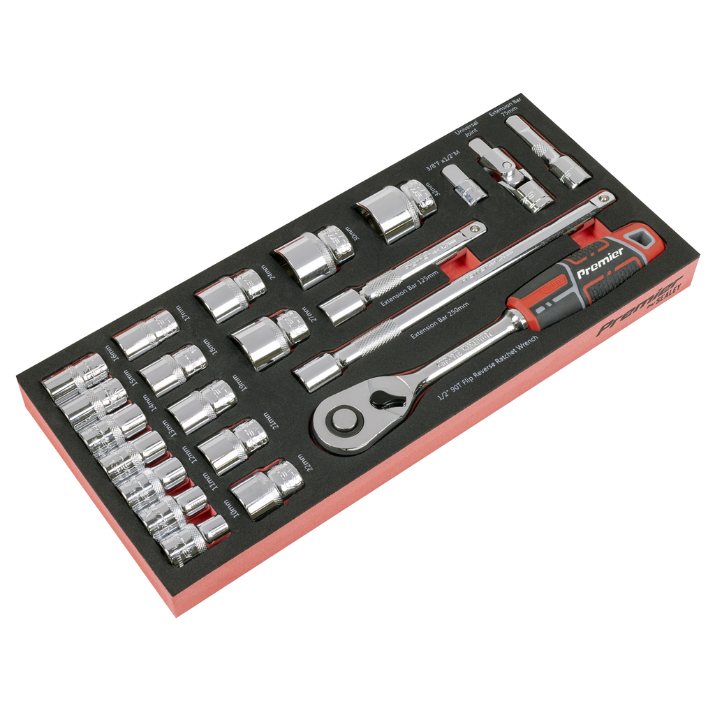 Socket Set with Tool Tray 1/2"Sq Drive 22pc TBT42
