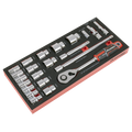 Socket Set with Tool Tray 1/2"Sq Drive 22pc TBT42
