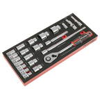 Socket Set with Tool Tray 1/2"Sq Drive 22pc TBT42