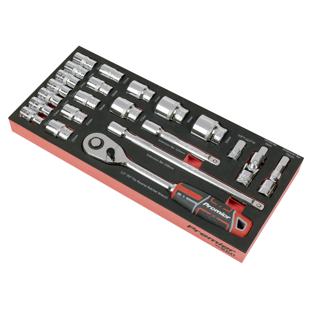 Socket Set with Tool Tray 1/2"Sq Drive 22pc TBT42