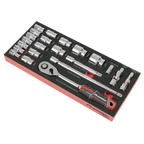 Socket Set with Tool Tray 1/2"Sq Drive 22pc TBT42