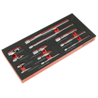 Wobble Extension Bar Set with Tool Tray 1/4", 3/8" & 1/2"Sq Drive 12pc TBT44