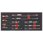 Wobble Extension Bar Set with Tool Tray 1/4", 3/8" & 1/2"Sq Drive 12pc TBT44