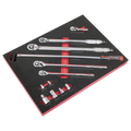 Ratchet, Torque Wrench, Breaker Bar & Socket Adaptor Set with Tool Tray 3/8"Sq & 1/2"Sq Drive 12pc TBT45