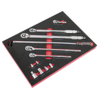 Ratchet, Torque Wrench, Breaker Bar & Socket Adaptor Set with Tool Tray 3/8"Sq & 1/2"Sq Drive 12pc TBT45