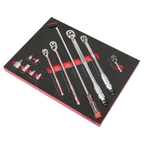 Ratchet, Torque Wrench, Breaker Bar & Socket Adaptor Set with Tool Tray 3/8"Sq & 1/2"Sq Drive 12pc TBT45