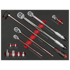 Ratchet, Torque Wrench, Breaker Bar & Socket Adaptor Set with Tool Tray 3/8"Sq & 1/2"Sq Drive 12pc TBT45