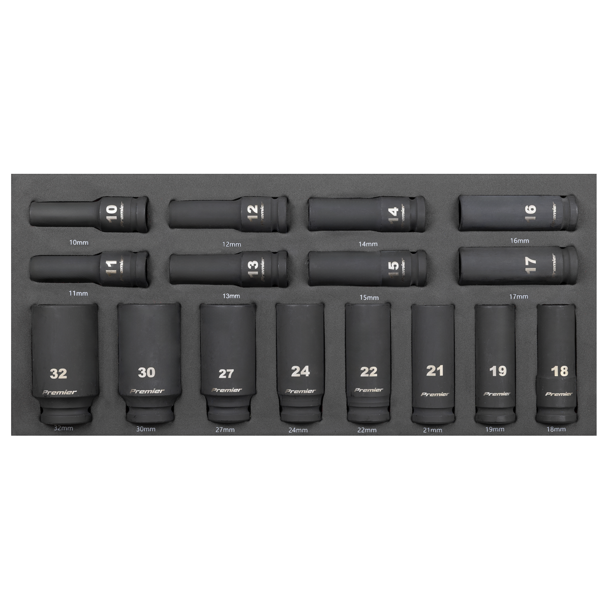 Deep Impact Socket Set with Tool Tray 1/2"Sq Drive 16pc TBT47