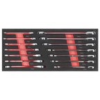 Ratchet Spanner Set with Tool Tray 14pc TBT49