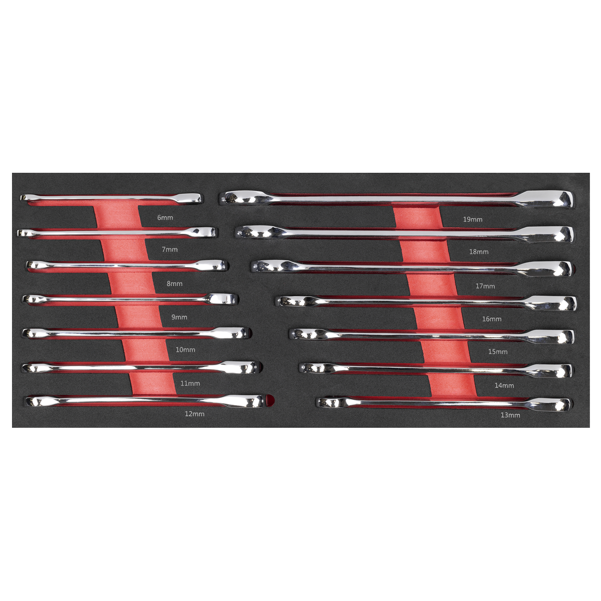 Ratchet Spanner Set with Tool Tray 14pc TBT49