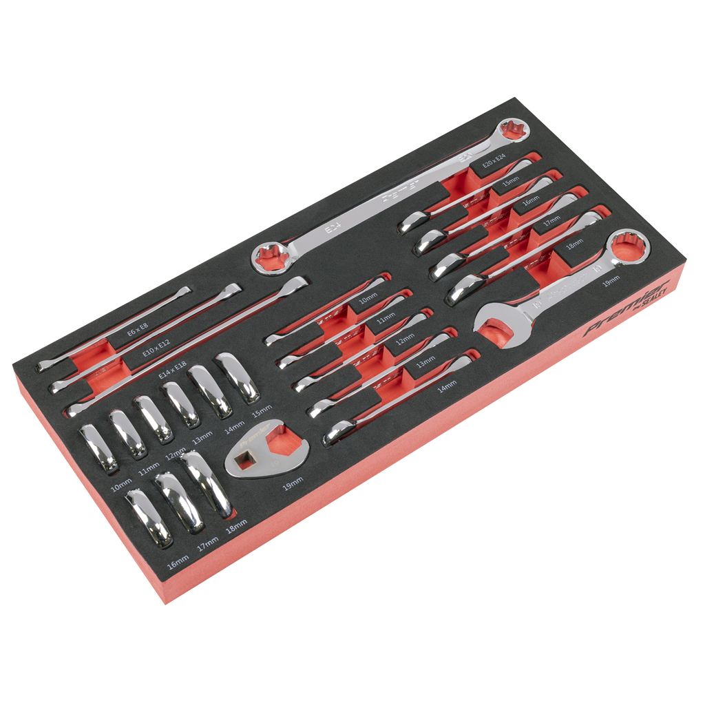 Stubby Combination, TRX-Star* & Crow's Foot Spanner Set with Tool Tray 24pc TBT50