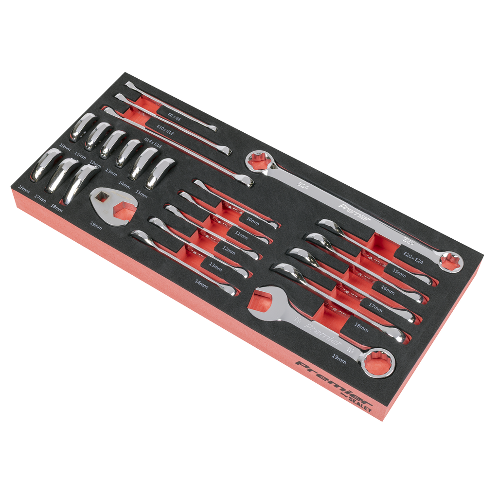 Stubby Combination, TRX-Star* & Crow's Foot Spanner Set with Tool Tray 24pc TBT50