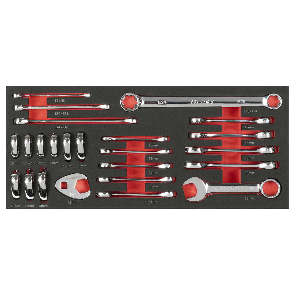 Stubby Combination, TRX-Star* & Crow's Foot Spanner Set with Tool Tray 24pc TBT50