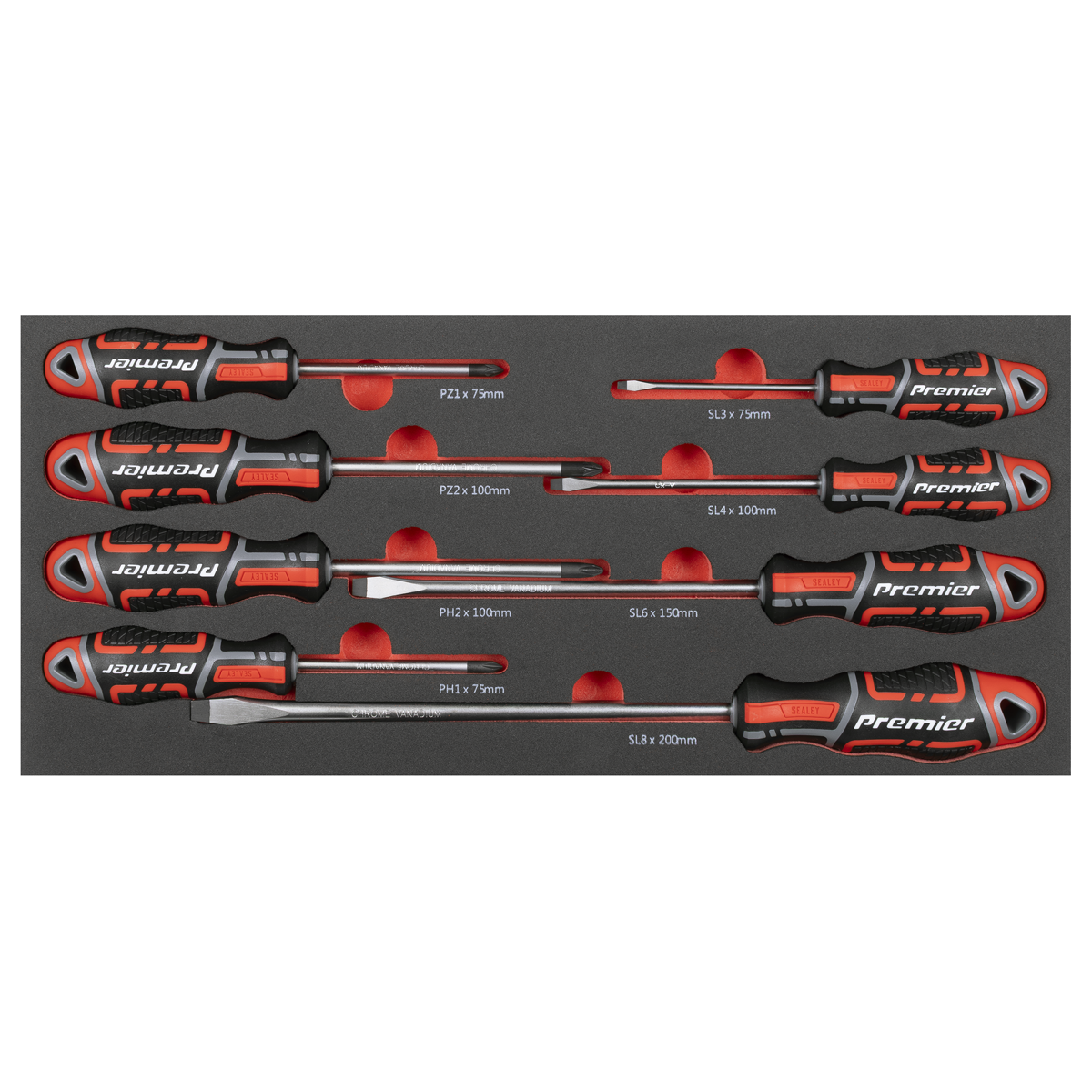 Screwdriver Set with Tool Tray 8pc TBT53