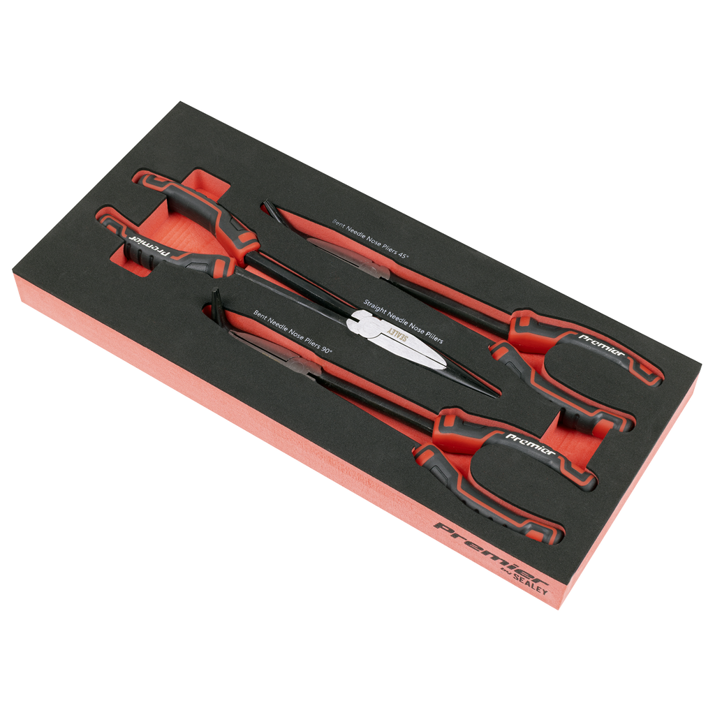 Long Needle Nose Pliers Set with Tool Tray 3pc TBT58