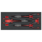 Long Needle Nose Pliers Set with Tool Tray 3pc TBT58
