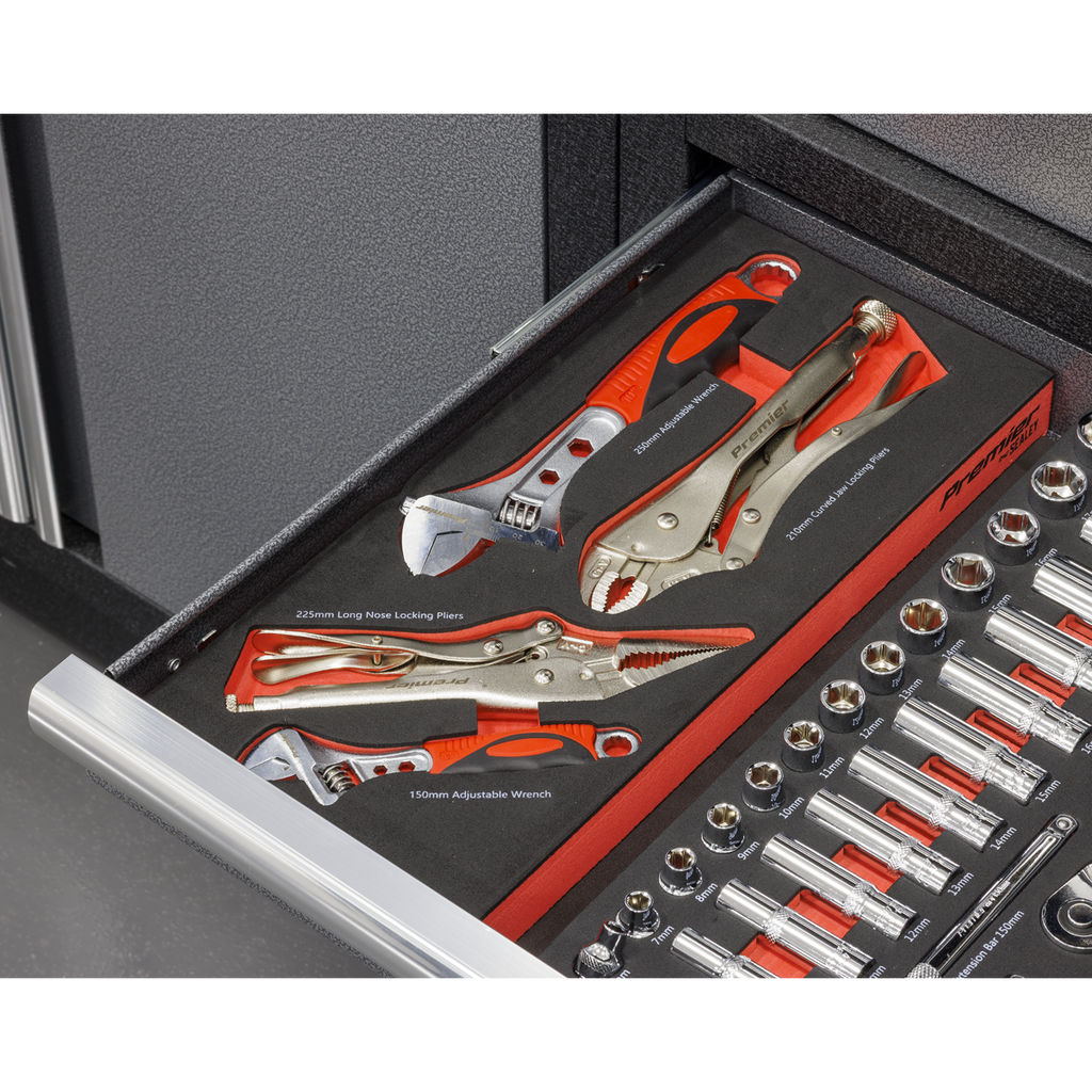 Locking Pliers & Adjustable Wrench Set with Tool Tray 4pc TBT59