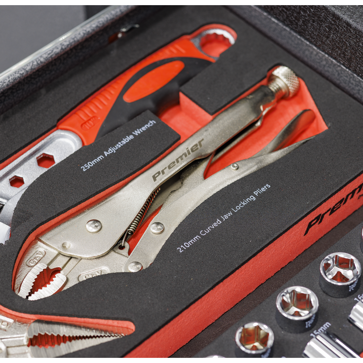 Locking Pliers & Adjustable Wrench Set with Tool Tray 4pc TBT59