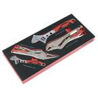 Locking Pliers & Adjustable Wrench Set with Tool Tray 4pc TBT59