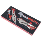 Locking Pliers & Adjustable Wrench Set with Tool Tray 4pc TBT59