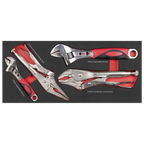 Locking Pliers & Adjustable Wrench Set with Tool Tray 4pc TBT59