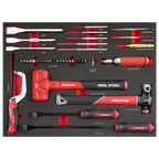 Striking, Pry Bar, Hacksaw & Impact Screwdriver Set with Tool Tray 39pc TBT66