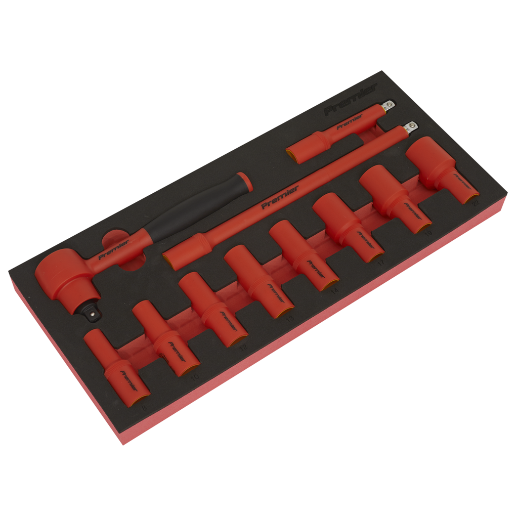Insulated Socket Set with Tool Tray 3/8"Sq Drive 11pc - VDE Approved TBTE01