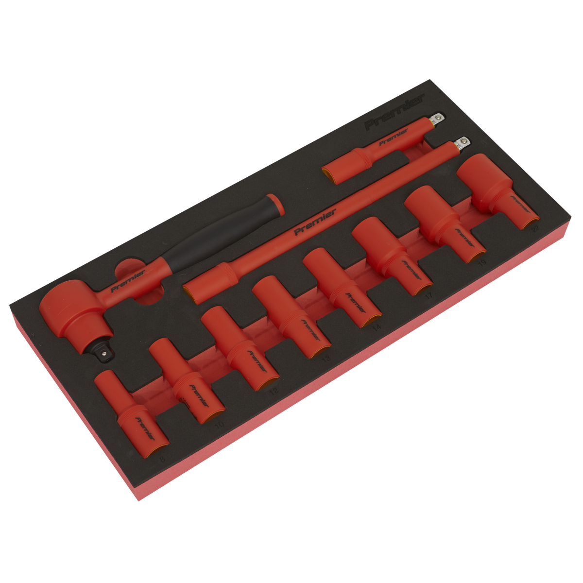 Insulated Socket Set with Tool Tray 3/8"Sq Drive 11pc - VDE Approved TBTE01