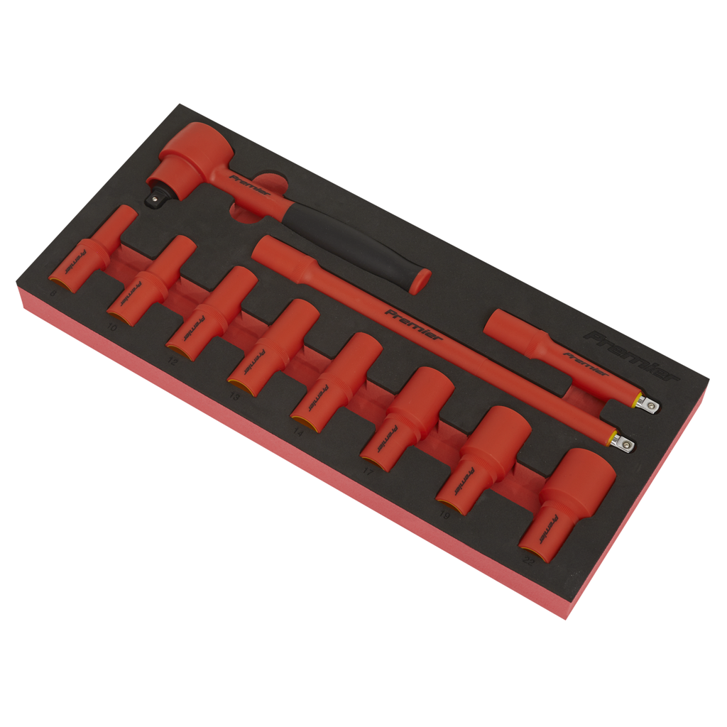Insulated Socket Set with Tool Tray 3/8"Sq Drive 11pc - VDE Approved TBTE01