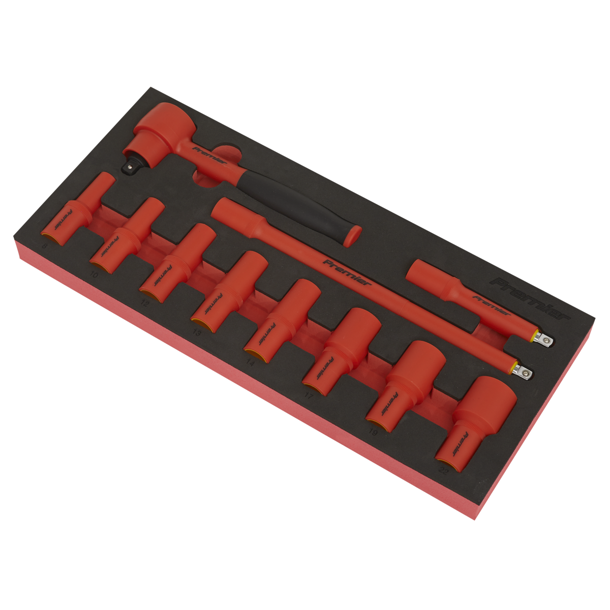 Insulated Socket Set with Tool Tray 3/8"Sq Drive 11pc - VDE Approved TBTE01