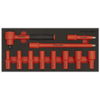Insulated Socket Set with Tool Tray 3/8"Sq Drive 11pc - VDE Approved TBTE01