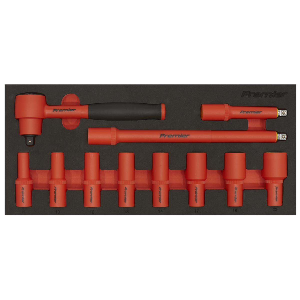 Insulated Socket Set with Tool Tray 3/8"Sq Drive 11pc - VDE Approved TBTE01