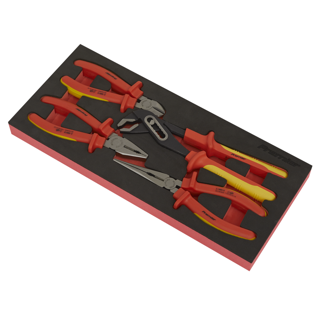 Insulated Pliers Set with Tool Tray 4pc - VDE Approved TBTE07