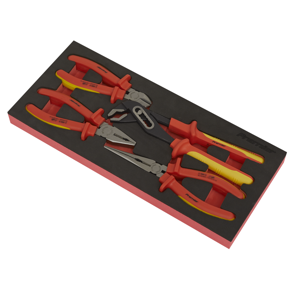 Insulated Pliers Set with Tool Tray 4pc - VDE Approved TBTE07