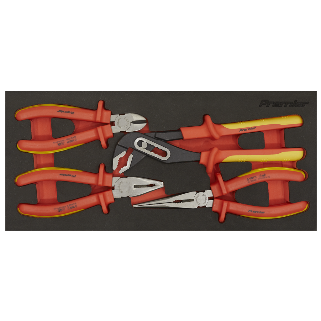 Insulated Pliers Set with Tool Tray 4pc - VDE Approved TBTE07