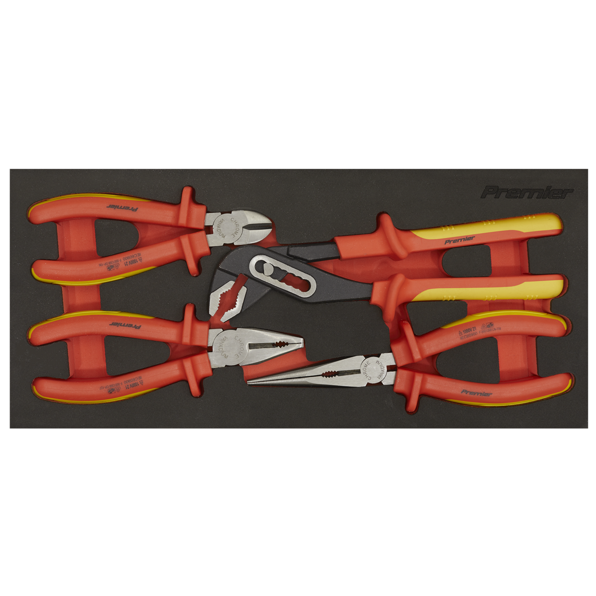 Insulated Pliers Set with Tool Tray 4pc - VDE Approved TBTE07