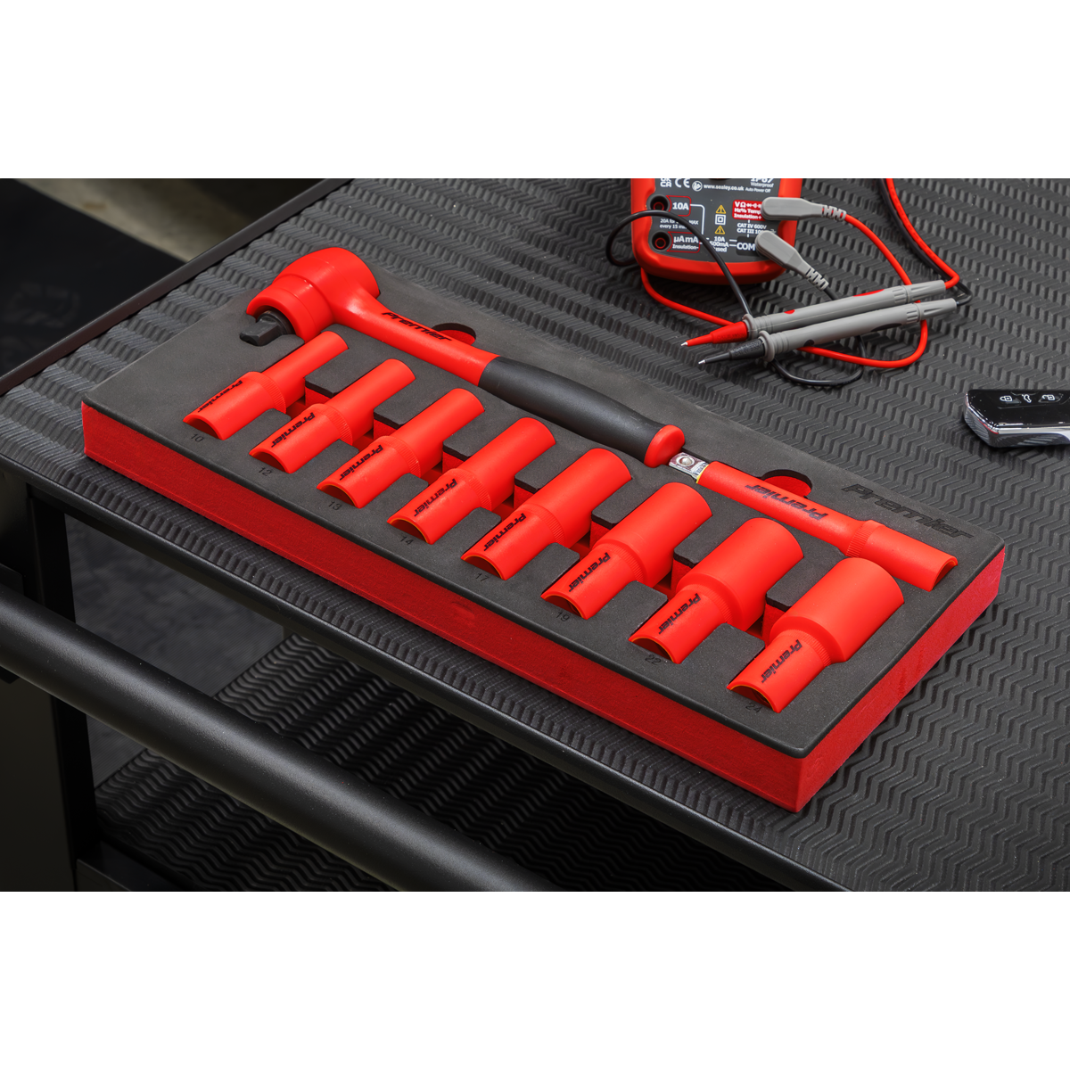Insulated Socket Set with Tool Tray 1/2"Sq Drive 10pc - VDE Approved TBTE11