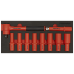 Insulated Socket Set with Tool Tray 1/2"Sq Drive 10pc - VDE Approved TBTE11
