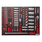 Socket Set with Tool Tray 1/4", 3/8" & 1/2"Sq Drive 91pc TBTP02