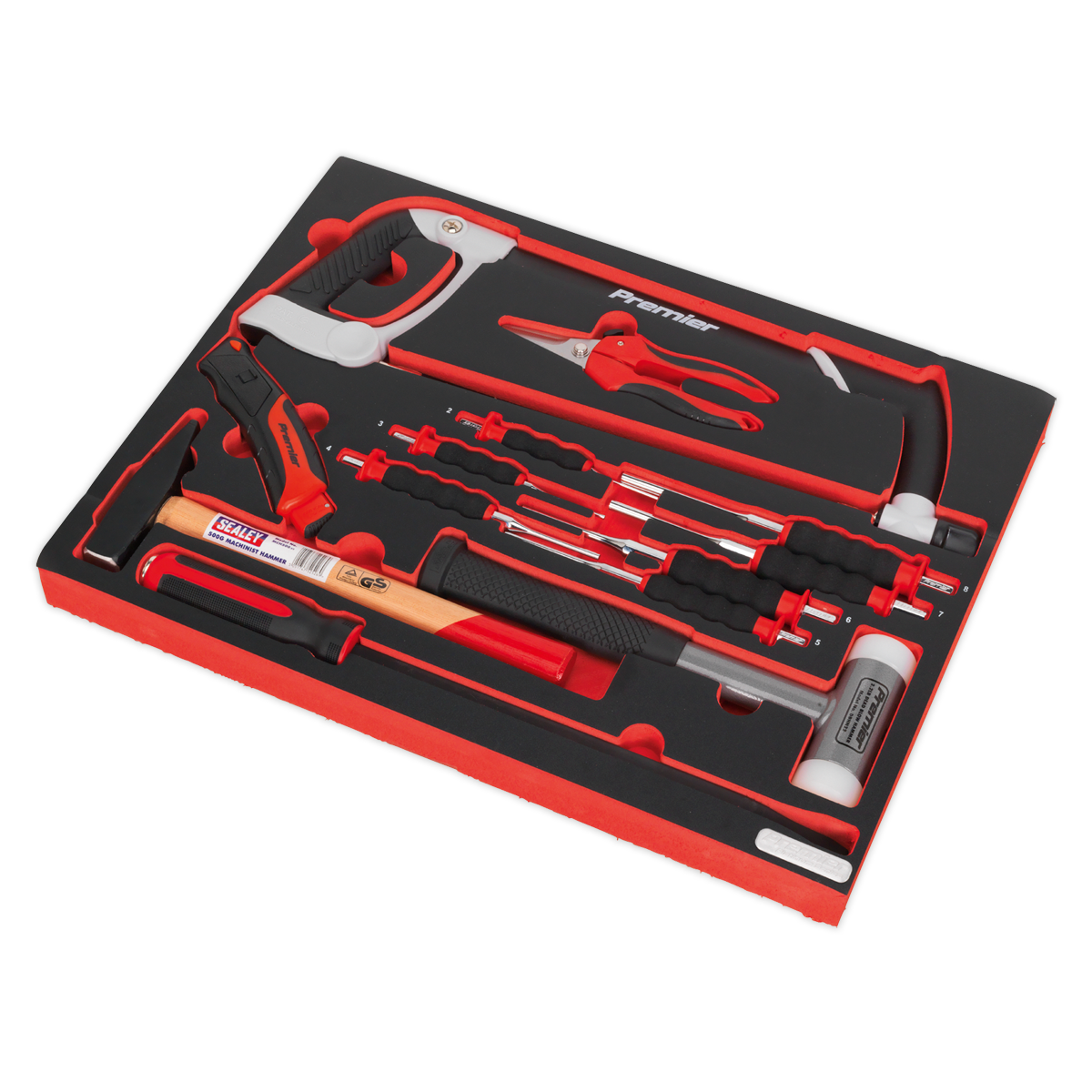 Hacksaw, Hammers & Punch Kit with Tool Tray 13pc TBTP06EU