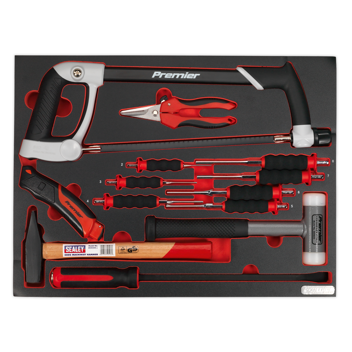 Hacksaw, Hammers & Punch Kit with Tool Tray 13pc TBTP06EU