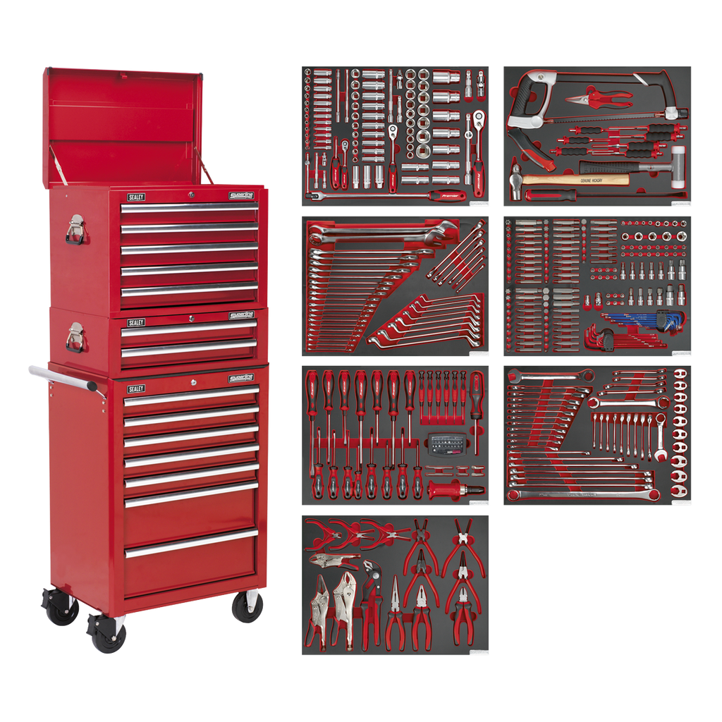 Tool Chest Combination 14 Drawer with 446pc Tool Kit - Red TBTPCOMBO1