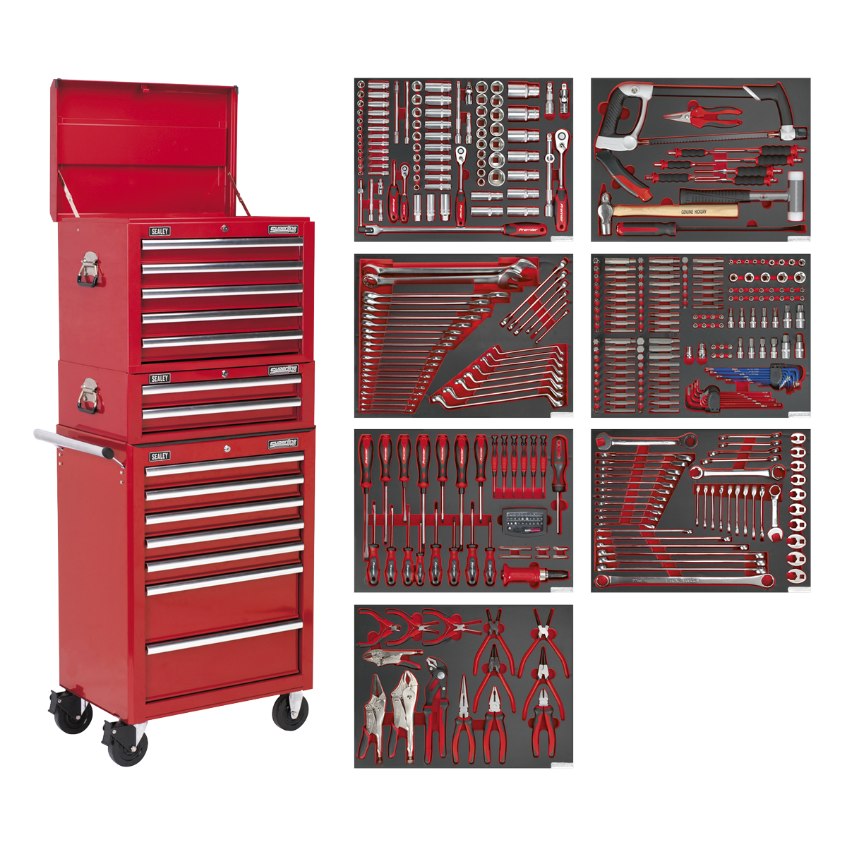 Tool Chest Combination 14 Drawer with 446pc Tool Kit - Red TBTPCOMBO1
