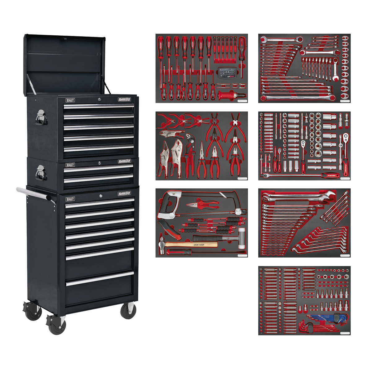 Tool Chest Combination 14 Drawer with 446pc Tool Kit - Black TBTPCOMBO2