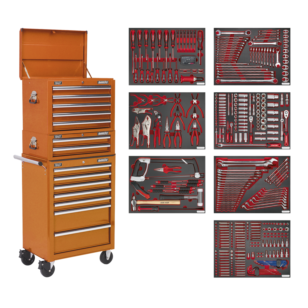 Tool Chest Combination 14 Drawer with 446pc Tool Kit - Orange TBTPCOMBO4