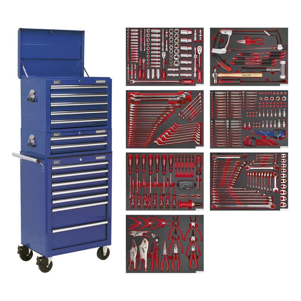 Tool Chest Combination 14 Drawer with 446pc Tool Kit - Blue TBTPCOMBO5