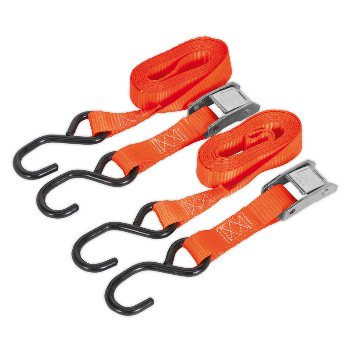 Cam Buckle Strap Polyester Webbing with S-Hooks 25mm x 2.5m 500kg Breaking Strength TD05025CS