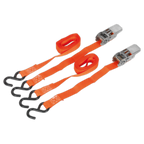 Ratchet Straps Polyester Webbing with S-Hooks 25mm x 4m 500kg Breaking Strength - Pair TD0540S2